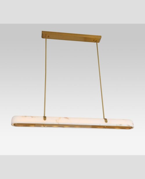 Ø9 × U120 cm ölçülerinde Alabaster, Pirinç detaylı 12046-1200 avize, nötr fonda ana görsel