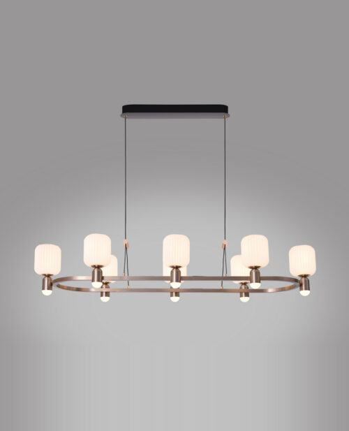 U105 × G40 cm ölçülerinde antik pirinç kollu 8 ışıklı sarkıt avize