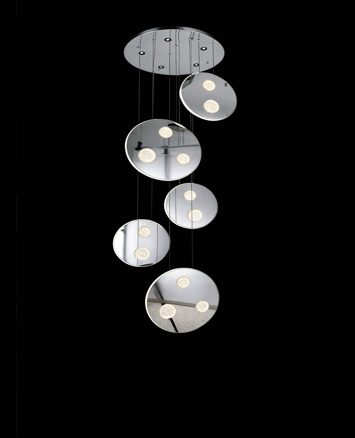 Ø80 cm ölçülerinde, Krom, Kristal kaplamalı avize — 8248-5D