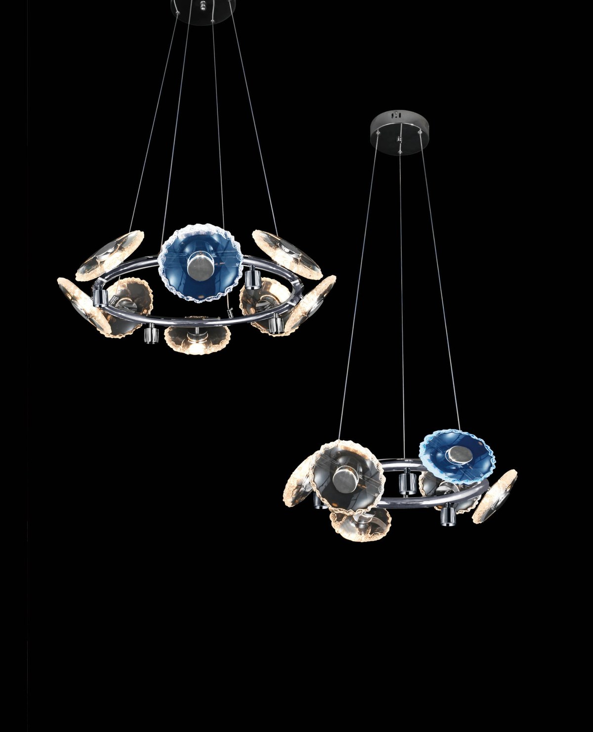 80 cm ölçülerinde, Krom, Kristal kaplamalı avize — J6039/8