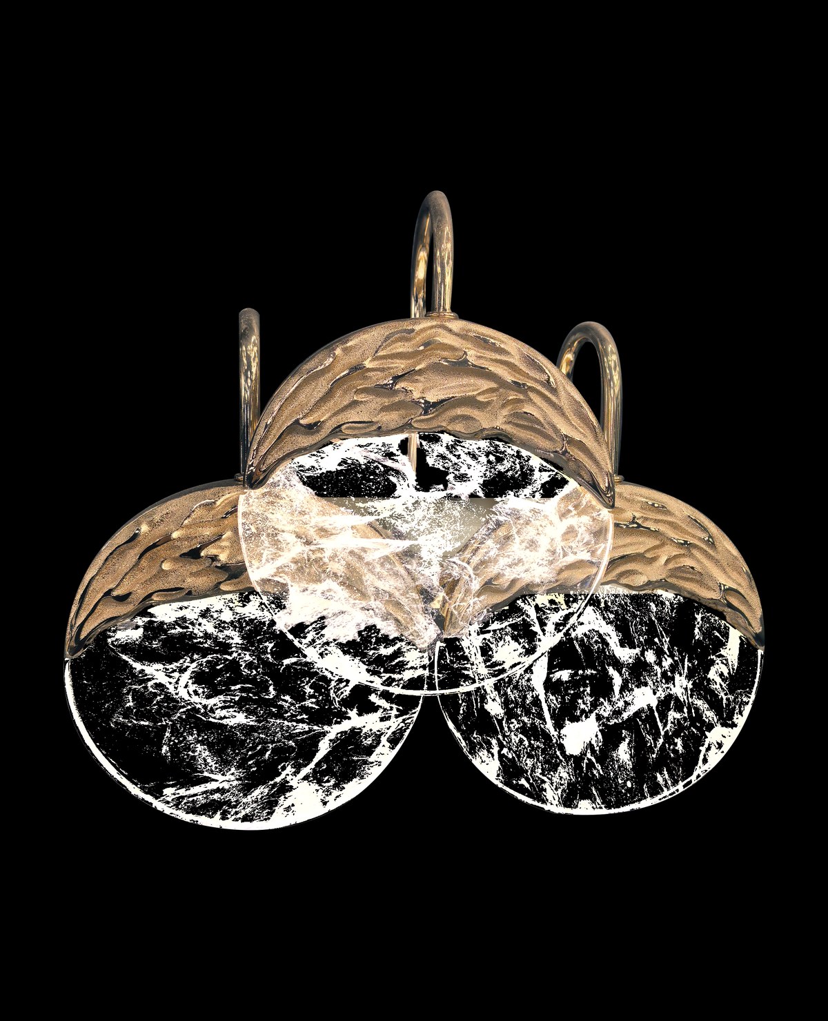 G26 × D11 × Y24 cm ölçülerinde Mermer, Pirinç detaylı MB92116-3 duvar apliği, nötr fonda ana görsel