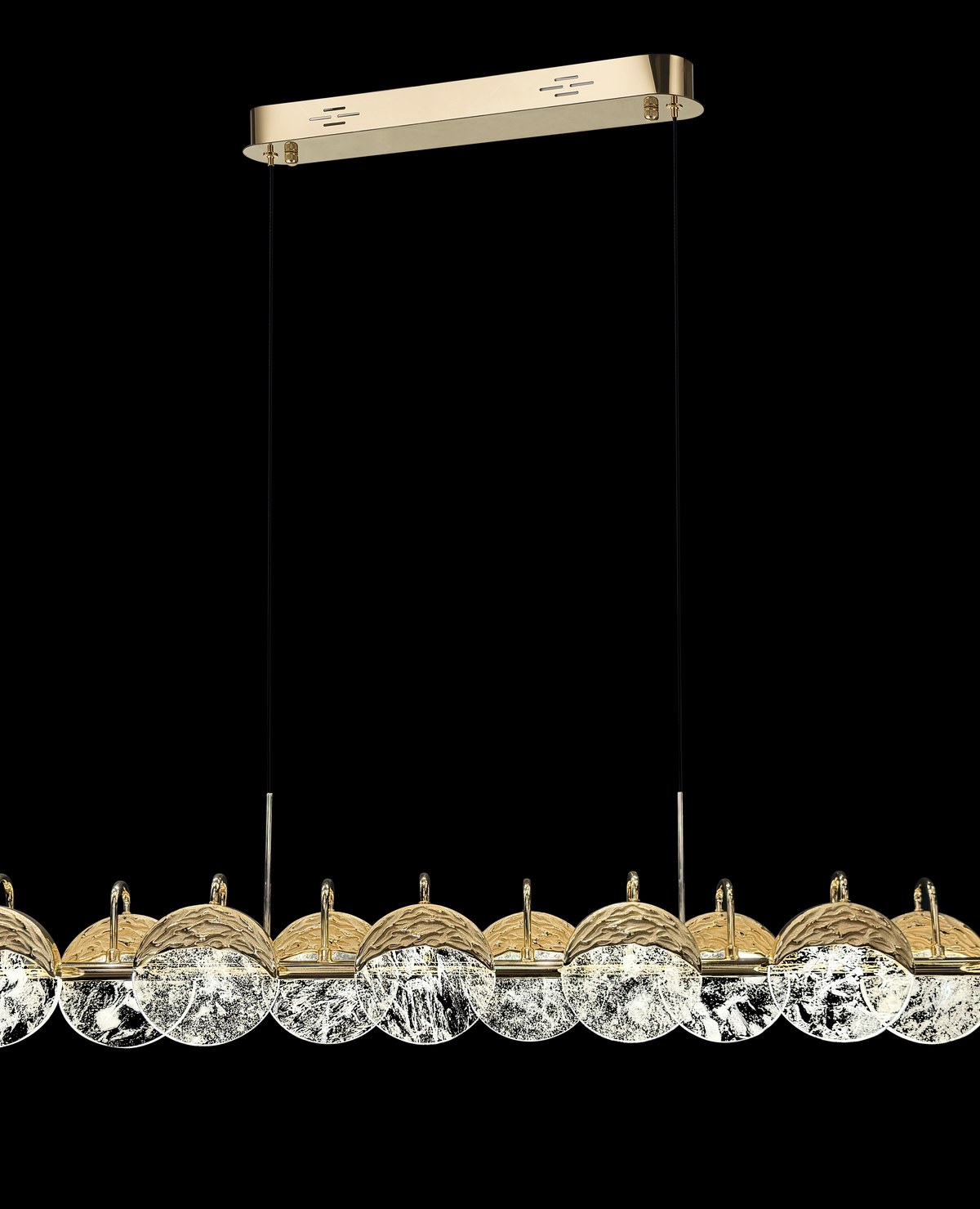 U121 × G11 × Y120 cm ölçülerinde, Pirinç, Kristal kaplamalı avize — MD92116-1210