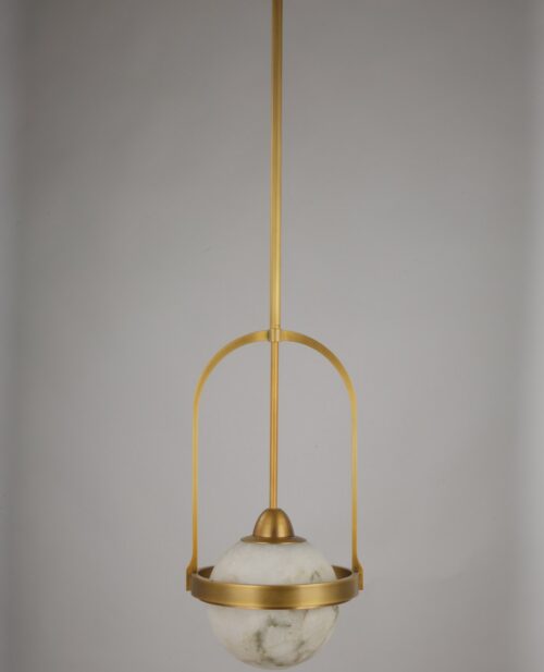 Ø26.5 × Y98 cm ölçülerinde, Alabaster, Pirinç kaplamalı avize — NHB-P110-BB