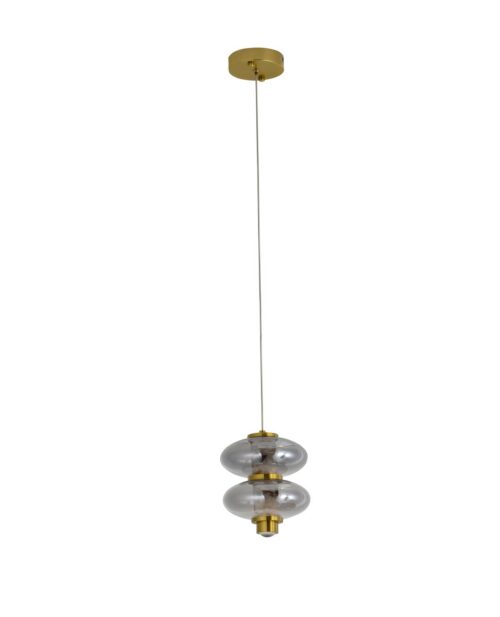 pirinç ve cam kaplamalı, 18 × Y28.5 cm ölçülerinde sarkıt avize, farklı açı.
