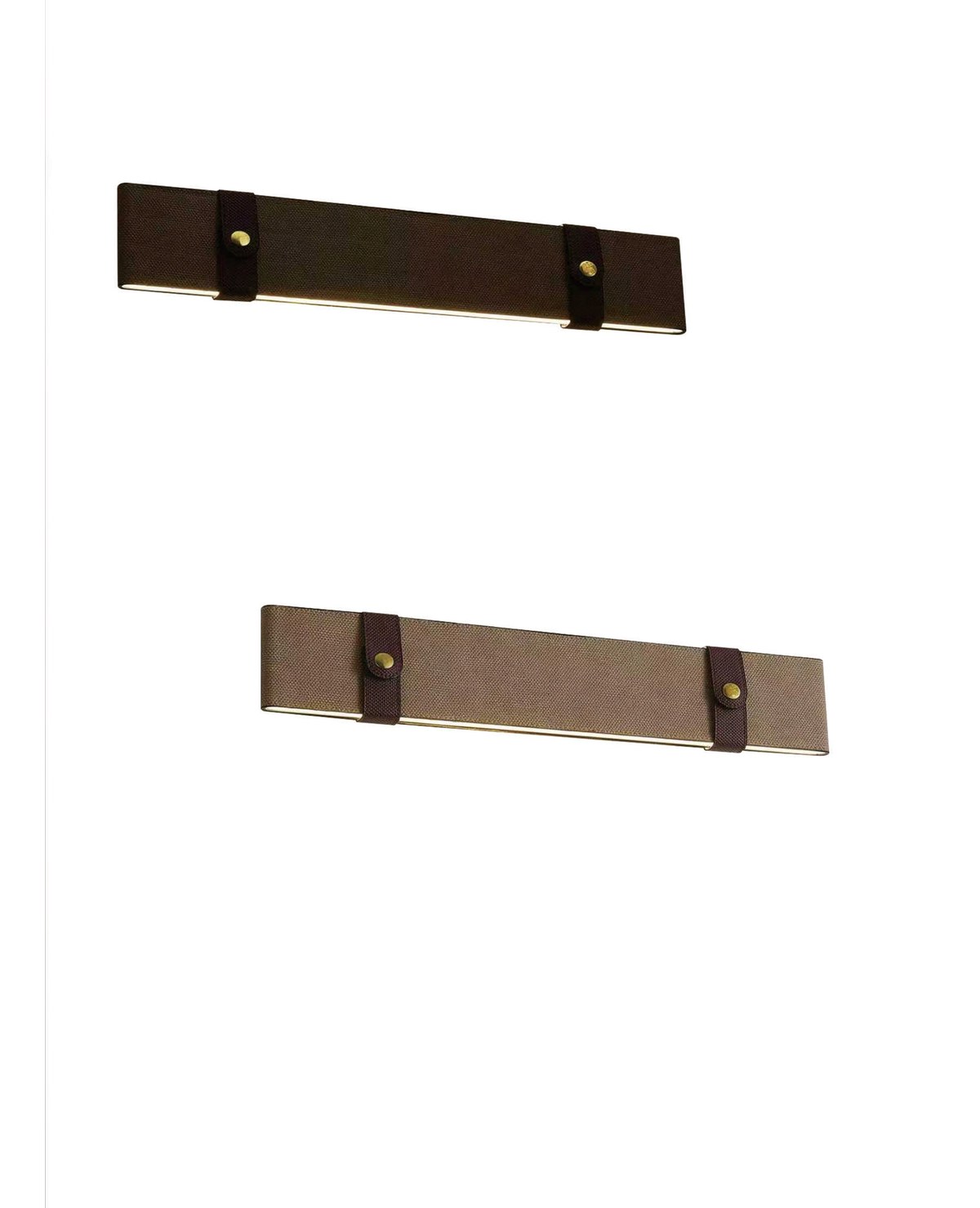 kumaş ve pirinç kaplamalı, U48.7 × G6.8 × Y8 cm ölçülerinde duvar apliği.